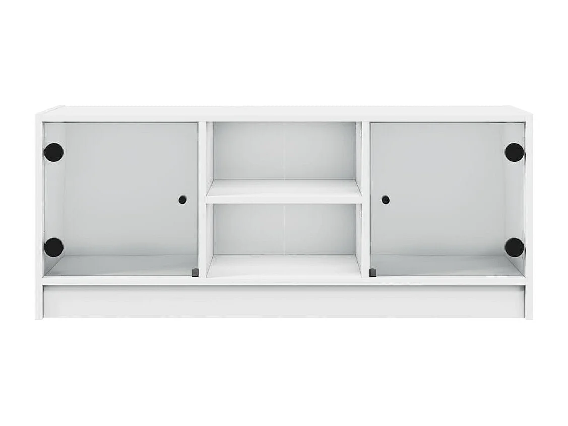 Tv-meubel met glazen deuren 102x37x42 cm wit