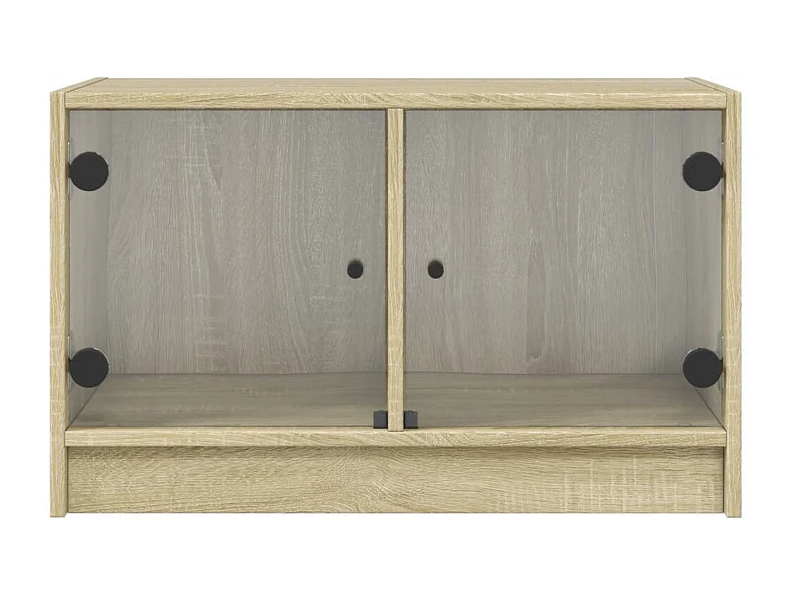 Móvel de TV c/ portas de vidro 68x37x42 cm carvalho sonoma