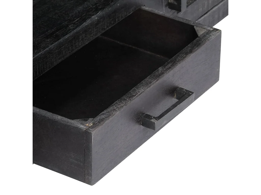 Mueble para TV de madera maciza de mango negro 118x30x40 cm