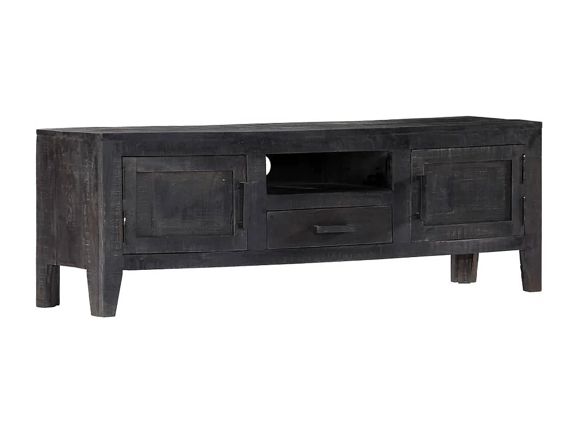 Mueble para TV de madera maciza de mango negro 118x30x40 cm