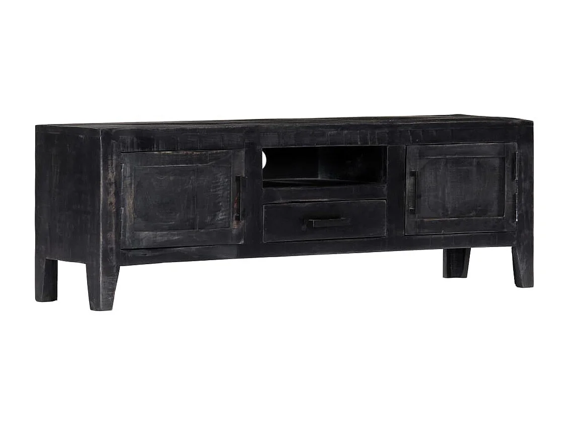Mueble para TV de madera maciza de mango negro 118x30x40 cm