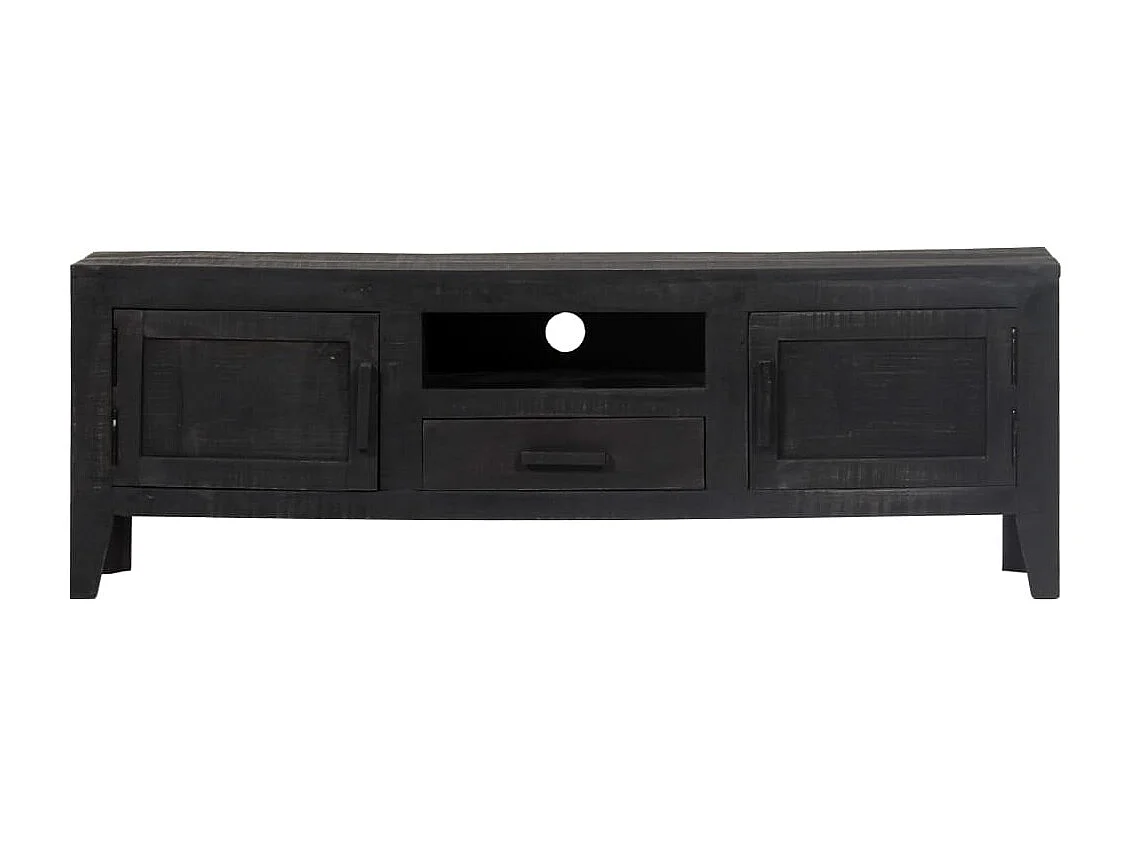 Meuble TV Noir 118 x 30 x 40 cm Bois de manguier massif