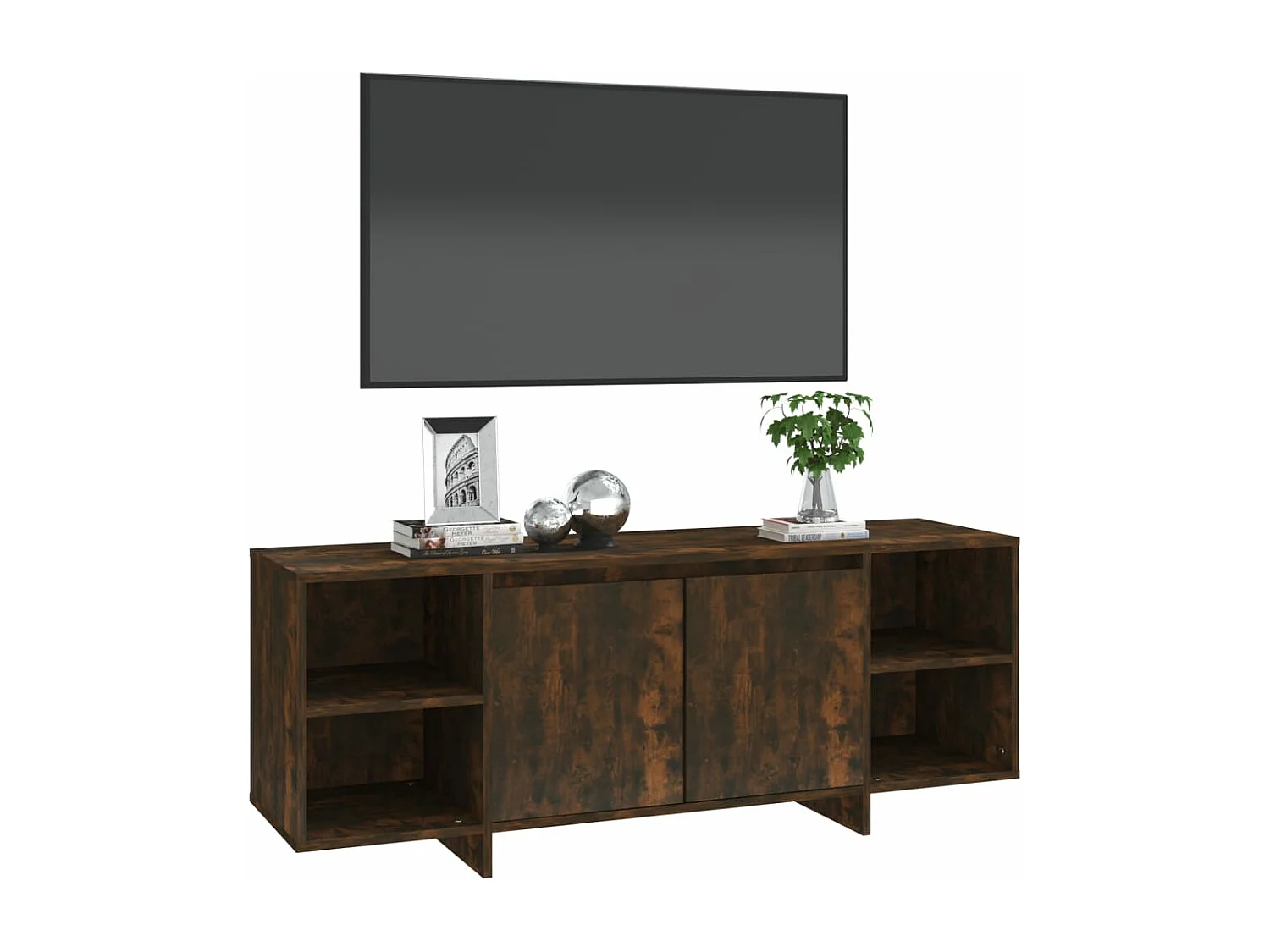 Meuble TV Chêne fumé 130x35x50 cm Aggloméré