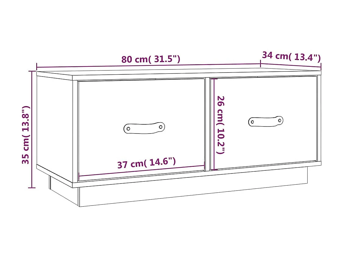 Meuble TV Noir 80x34x35 cm Bois de pin massif