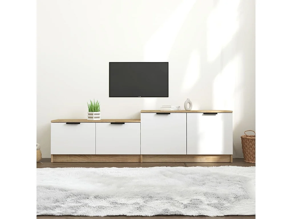 Móvel p/ TV 158,5x36x45 cm madeira processada branco/sonoma