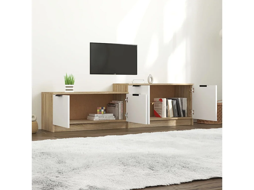 Móvel p/ TV 158,5x36x45 cm madeira processada branco/sonoma