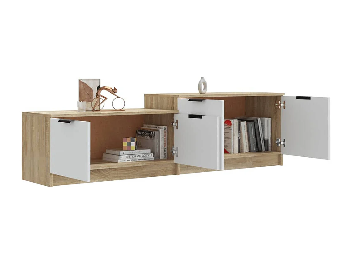 Móvel p/ TV 158,5x36x45 cm madeira processada branco/sonoma