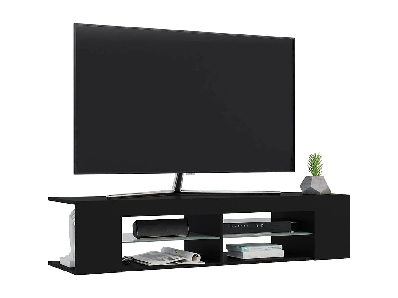 Tv-meubel met LED-verlichting 135x39x30 cm zwart
