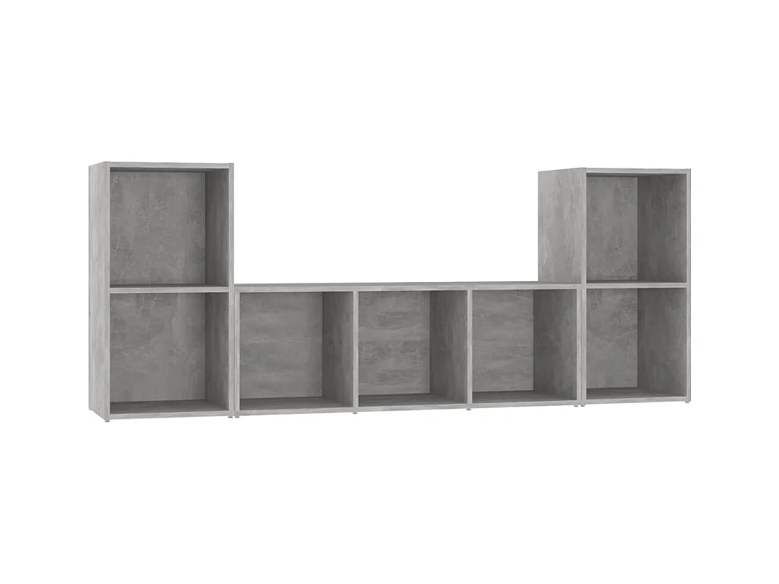 Ensemble de meubles TV 3 pièces Gris béton Aggloméré
