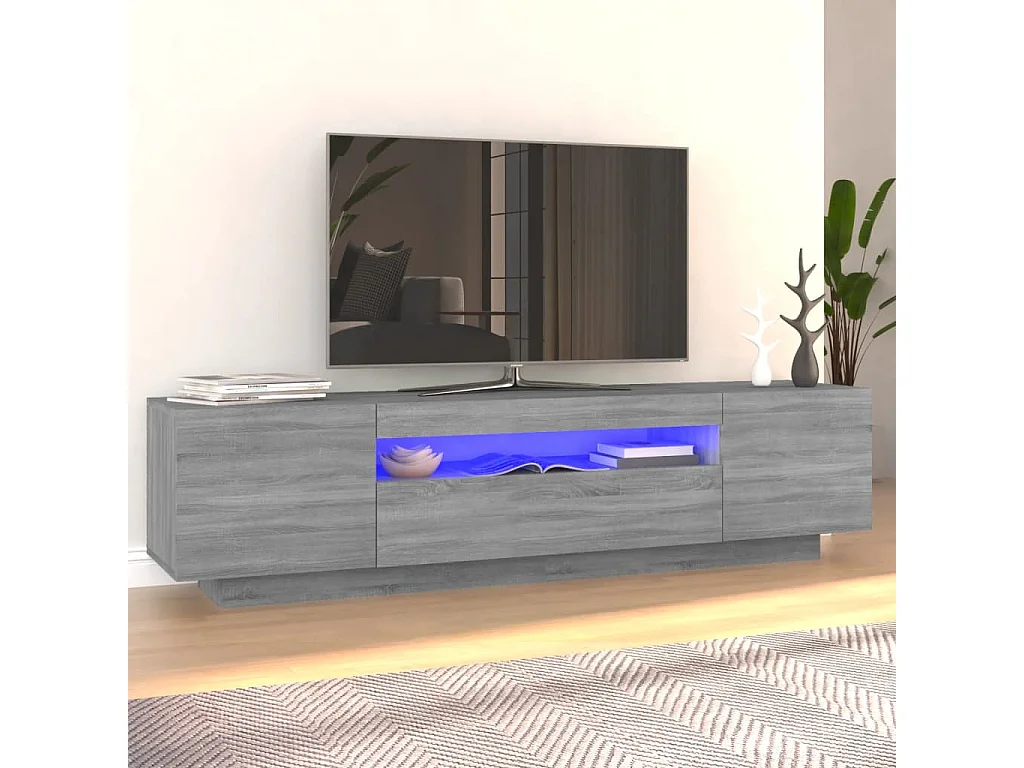 Tv-meubel met LED-verlichting 160x35x40 cm grijs sonoma eiken