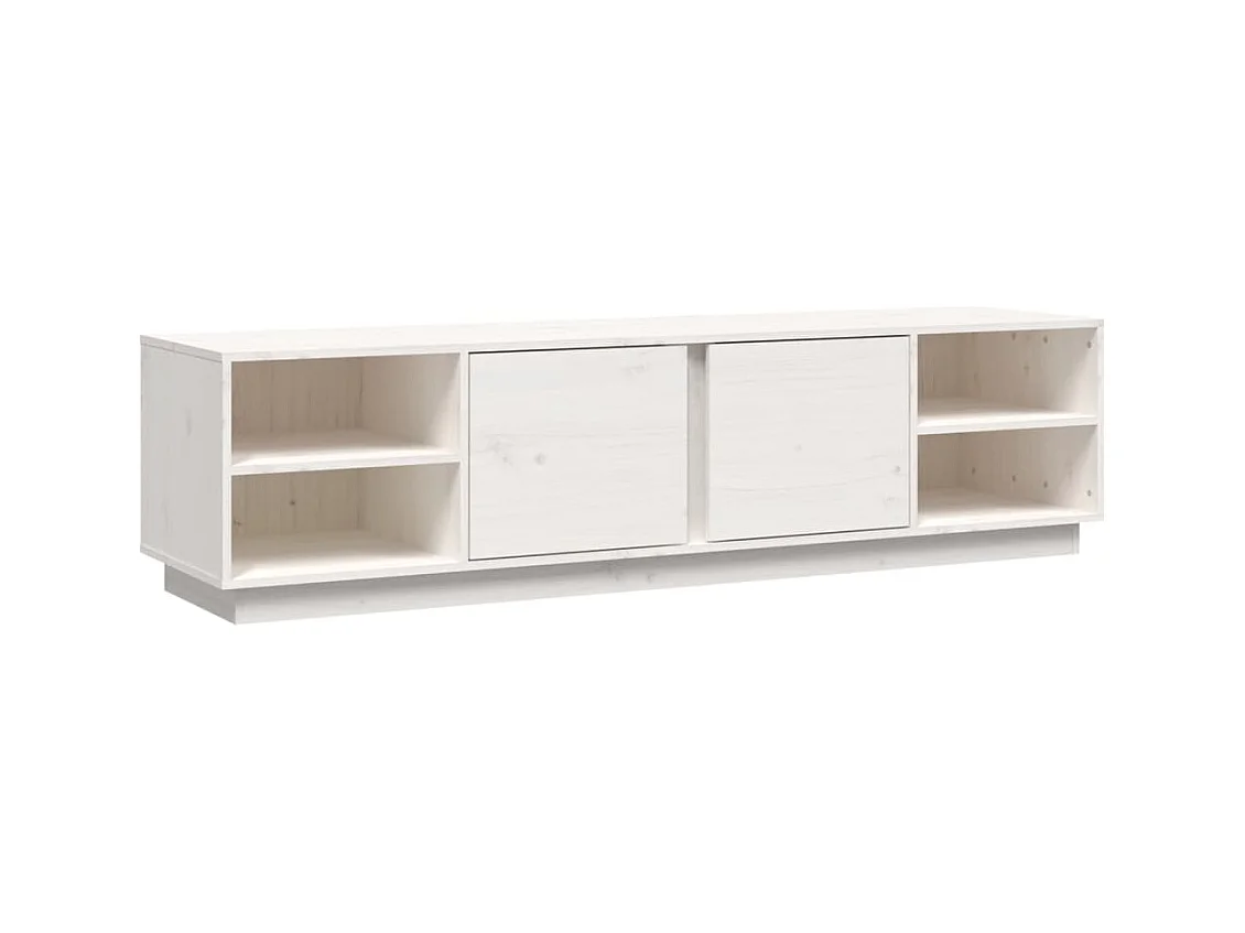 Mueble de TV madera maciza de pino blanco 156x40x40 cm