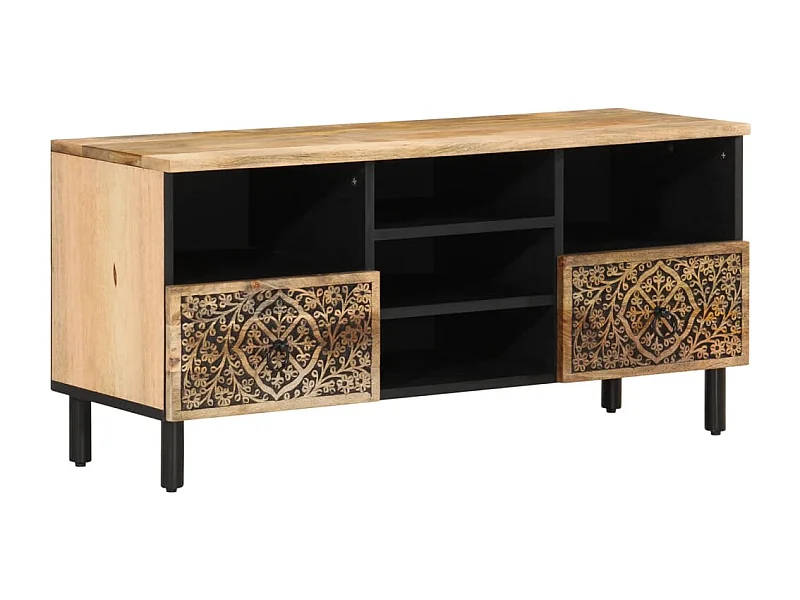 Meuble TV 100x33x46 cm bois massif de manguier