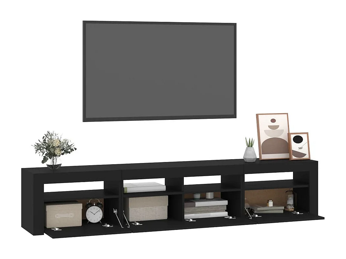 Meuble TV avec lumières LED Noir 210x35x40 cm