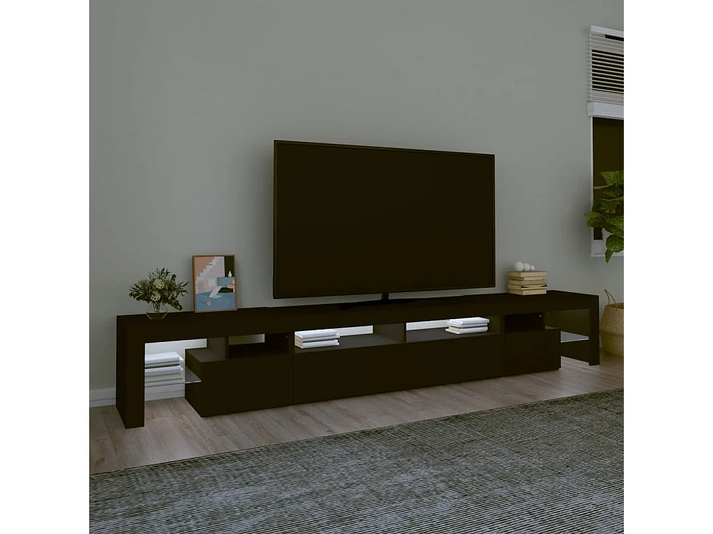 Meuble TV avec lumières LED Noir 260x36,5x40 cm