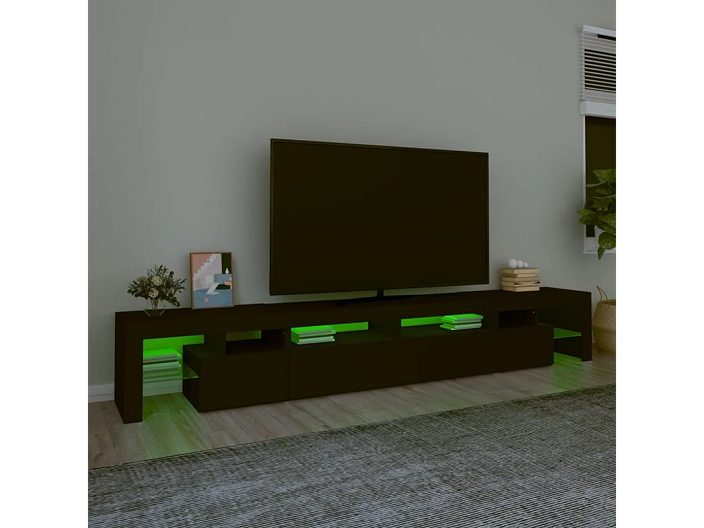 Meuble TV avec lumières LED Noir 260x36,5x40 cm