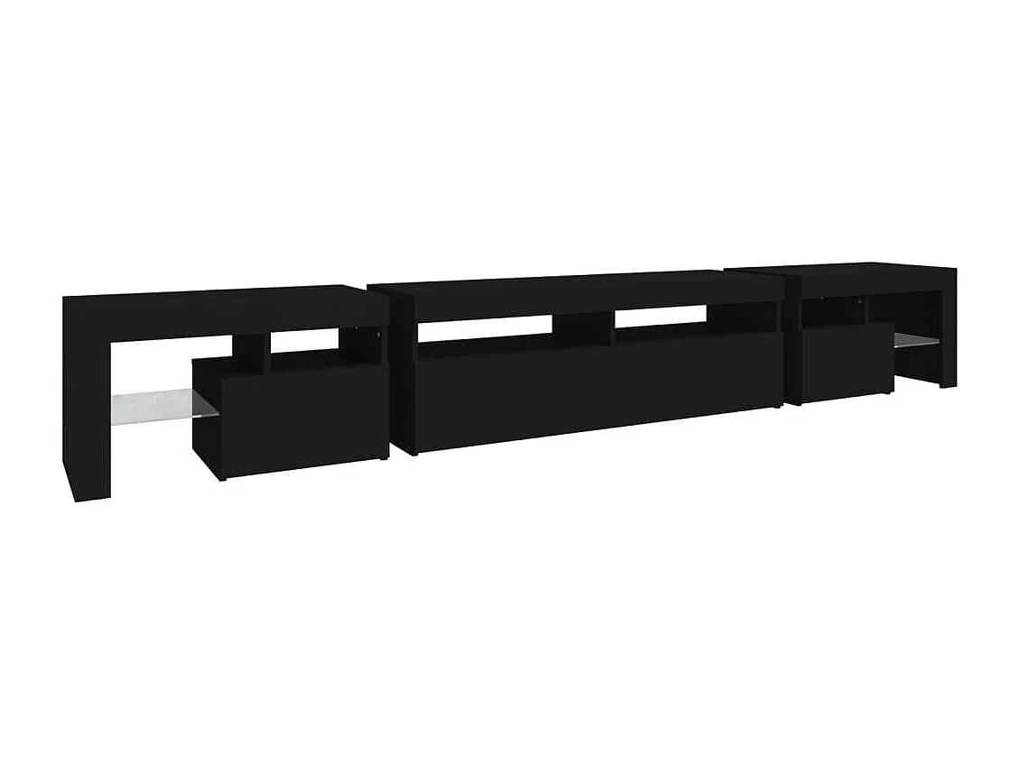 Meuble TV avec lumières LED Noir 260x36,5x40 cm