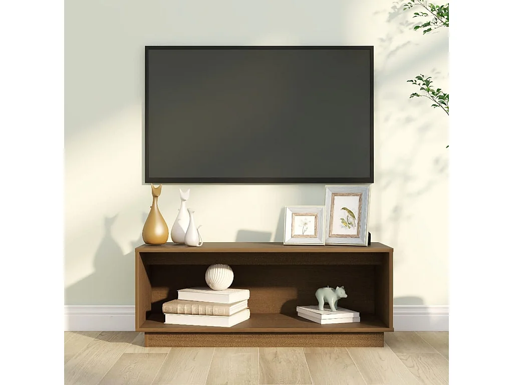 Tv-meubel 90x35x35 cm massief grenenhout honingbruin