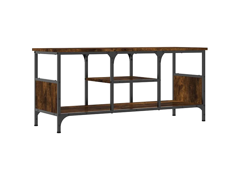Meuble TV chêne fumé 100x35x45 cm bois d'ingénierie et fer