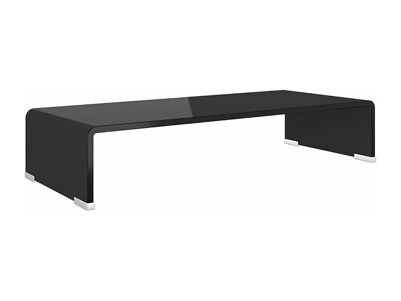 Meuble TV/ Support pour moniteur 60 x 25 x 11 cm Verre Noir