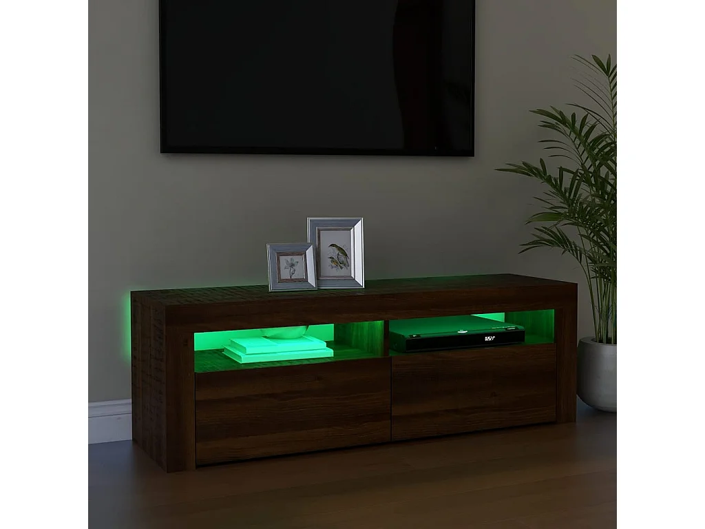 Meuble TV avec lumières LED chêne marron 120x35x40 cm