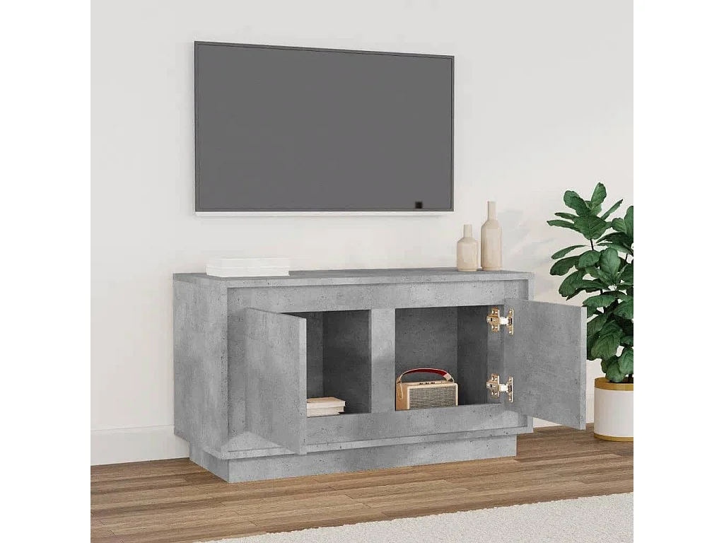 Meuble TV gris béton 80x35x45 cm bois d'ingénierie