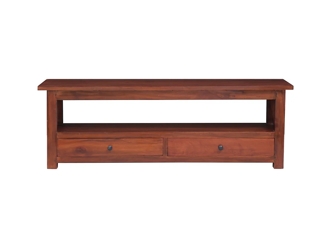Mueble de TV madera maciza de caoba marrón 115x30x40 cm