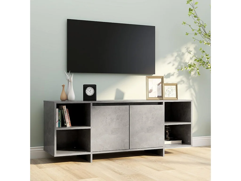 Meuble TV Gris béton 130x35x50 cm Bois d'ingénierie