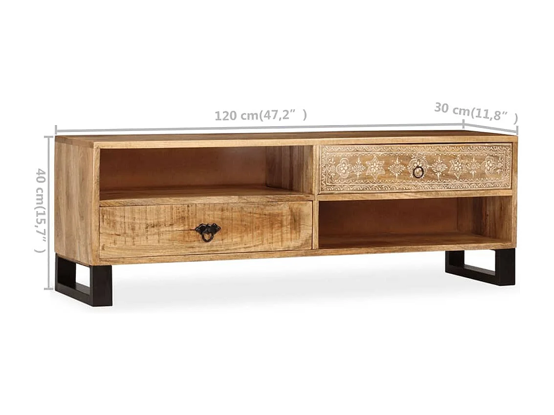 Mueble para TV de mandera maciza de mango 120x30x40 cm