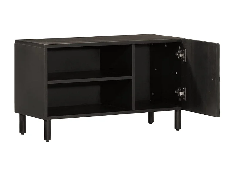 Meuble TV noir 80x31x46 cm bois massif de manguier