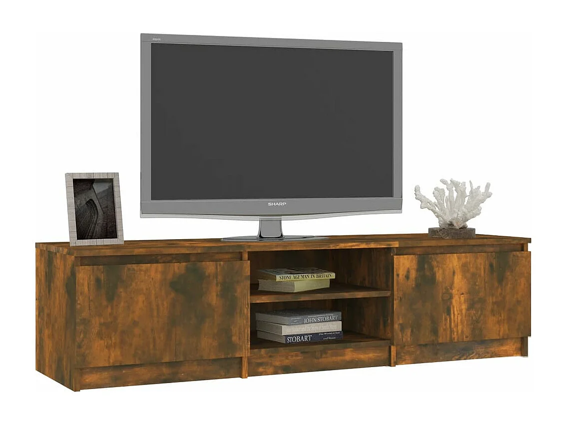 Meuble TV Chêne fumé 140x40x35,5 cm Bois d'ingénierie