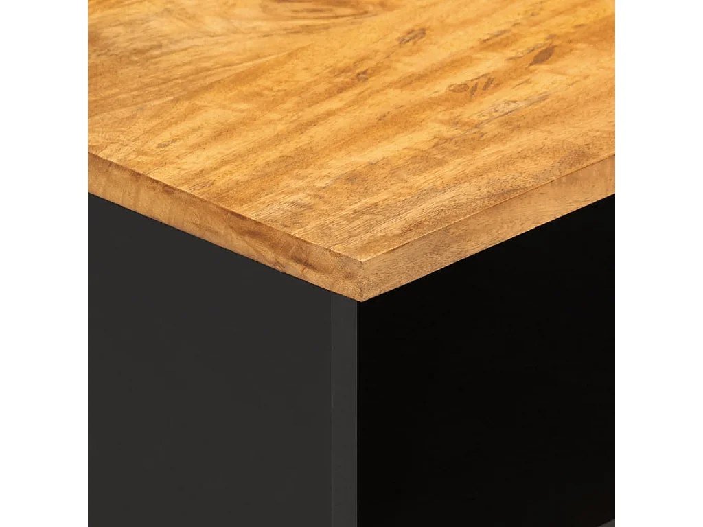 Meuble TV marron et noir 80x33,5x46 cm bois massif de manguier