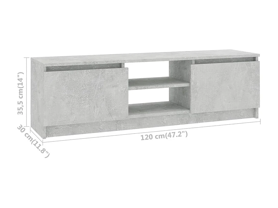 Mueble para TV de aglomerado gris hormigón 120x30x35,5 cm
