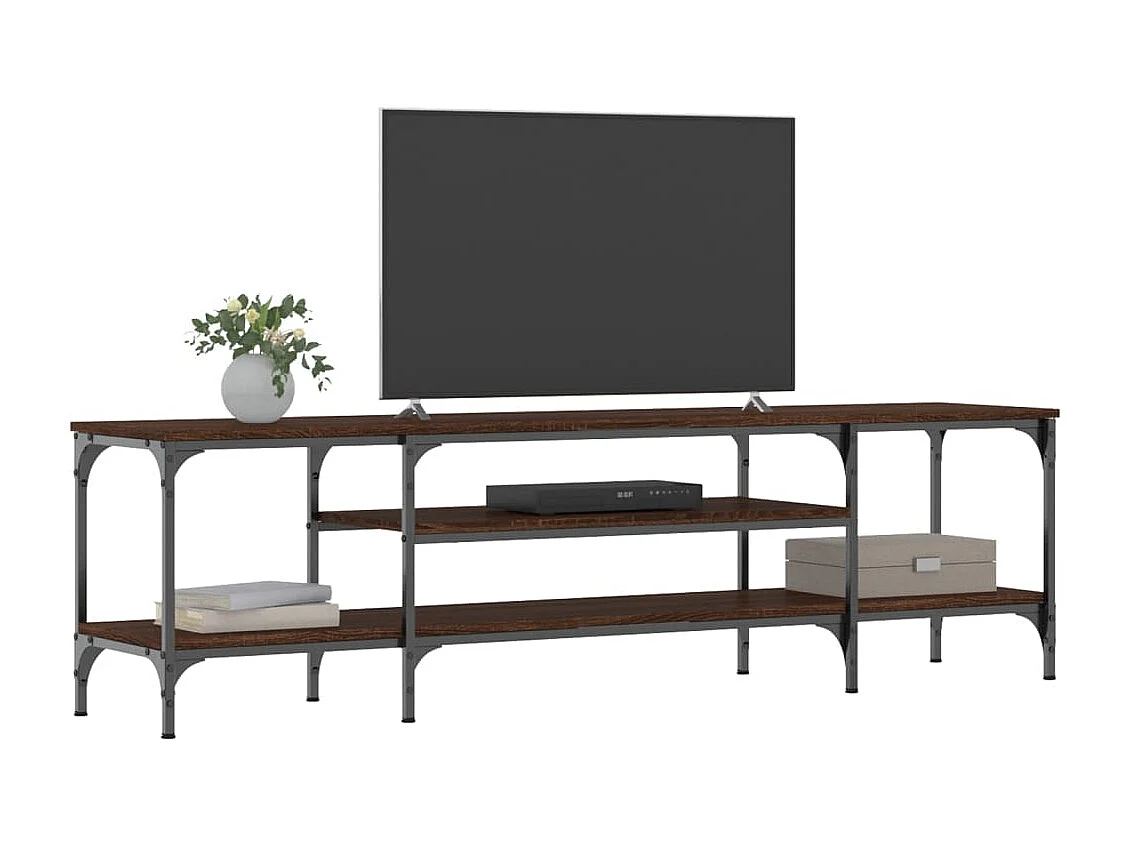Meuble TV chêne marron 161x35x45 cm bois d'ingénierie et fer