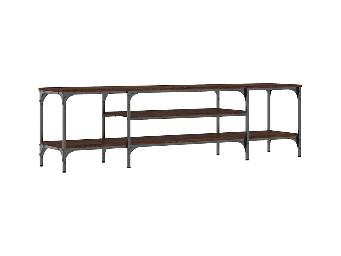 Meuble TV chêne marron 161x35x45 cm bois d'ingénierie et fer