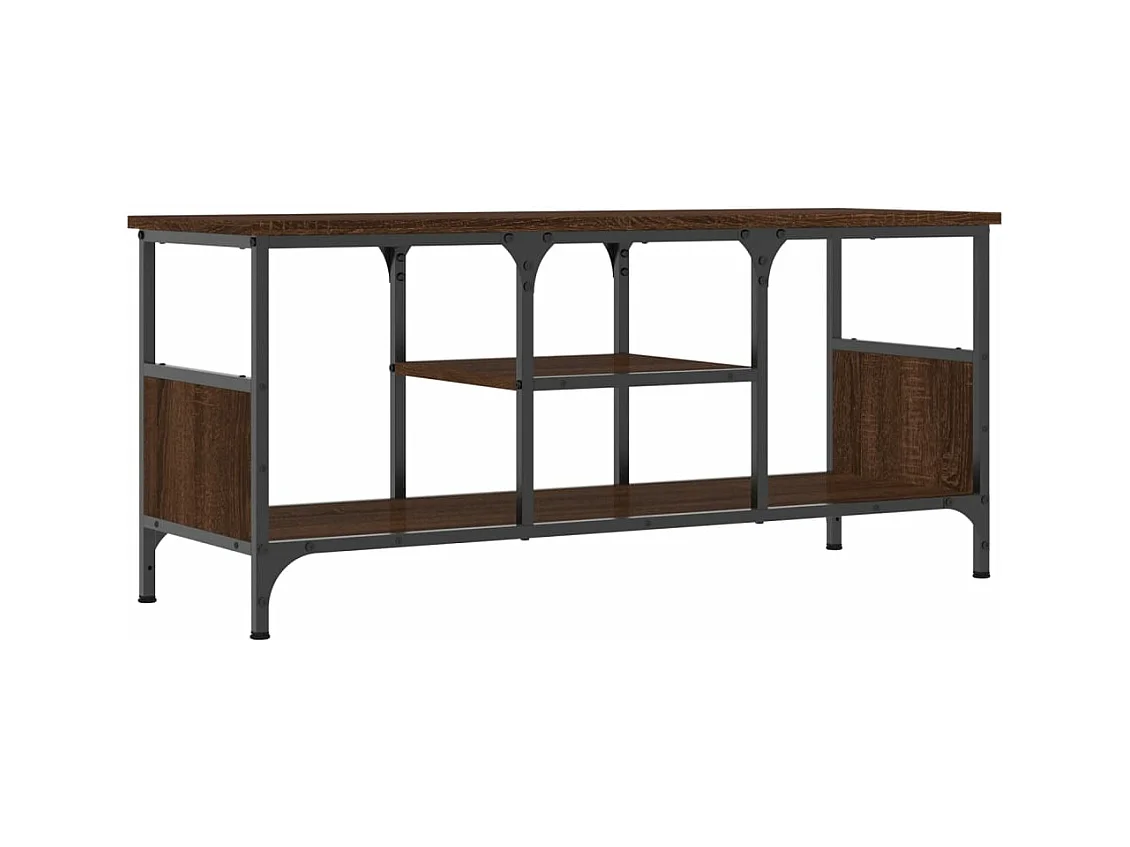 Meuble TV chêne marron 100x35x45 cm bois d'ingénierie et fer