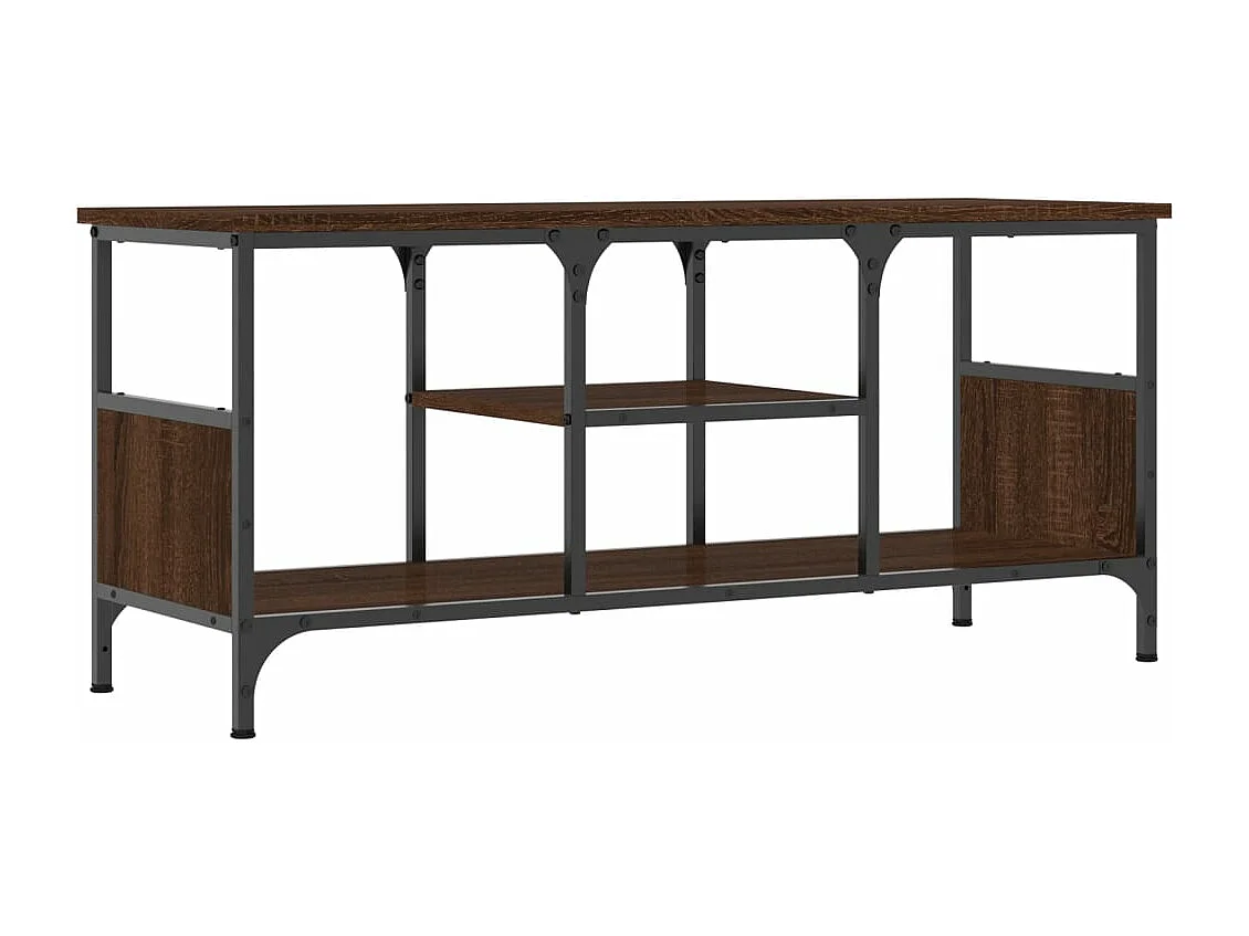Mueble TV hierro madera contrachapada roble marrón 100x35x45 cm