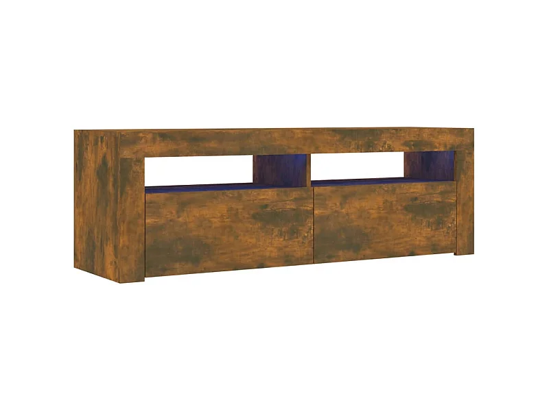 Mueble de TV con luces LED color roble ahumado 120x35x40 cm