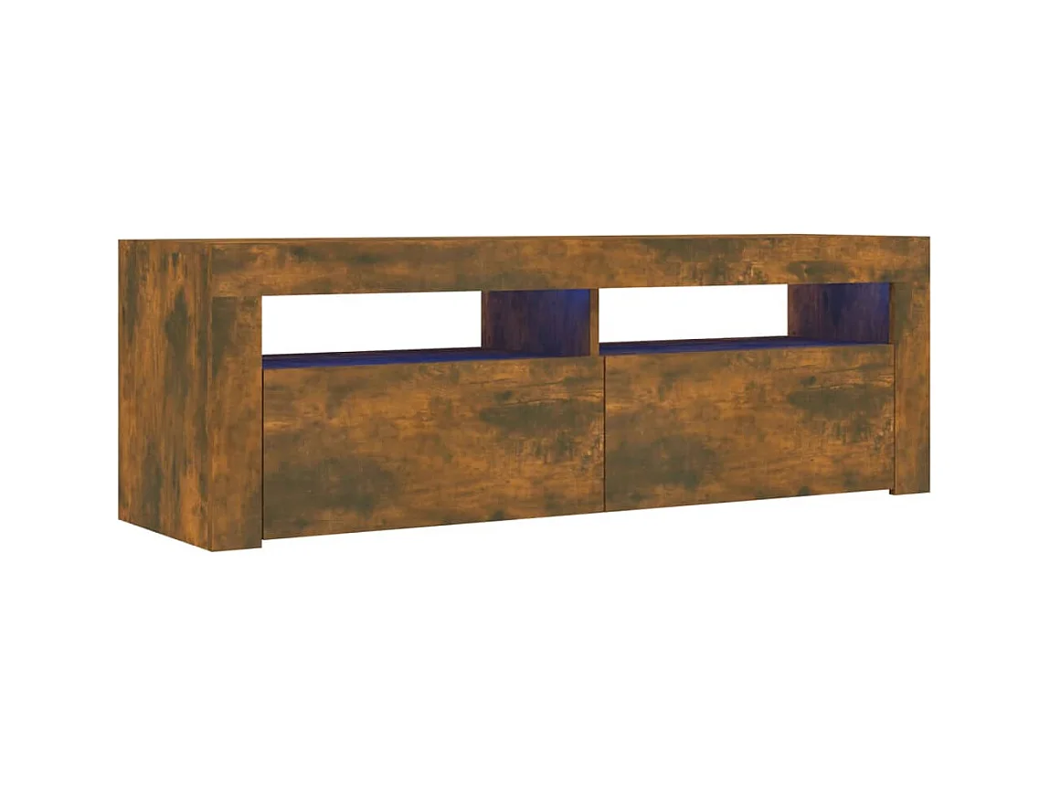 Meuble TV avec lumières LED Chêne fumé 120x35x40 cm