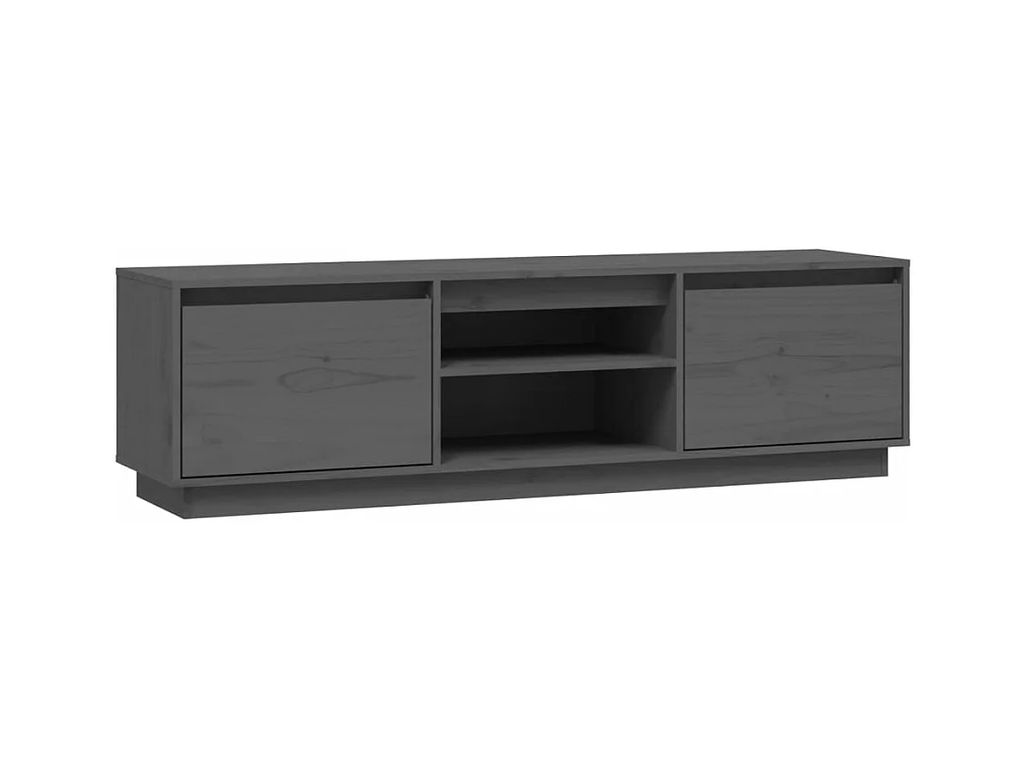 Meuble TV Gris 140x35x40 cm Bois de pin massif