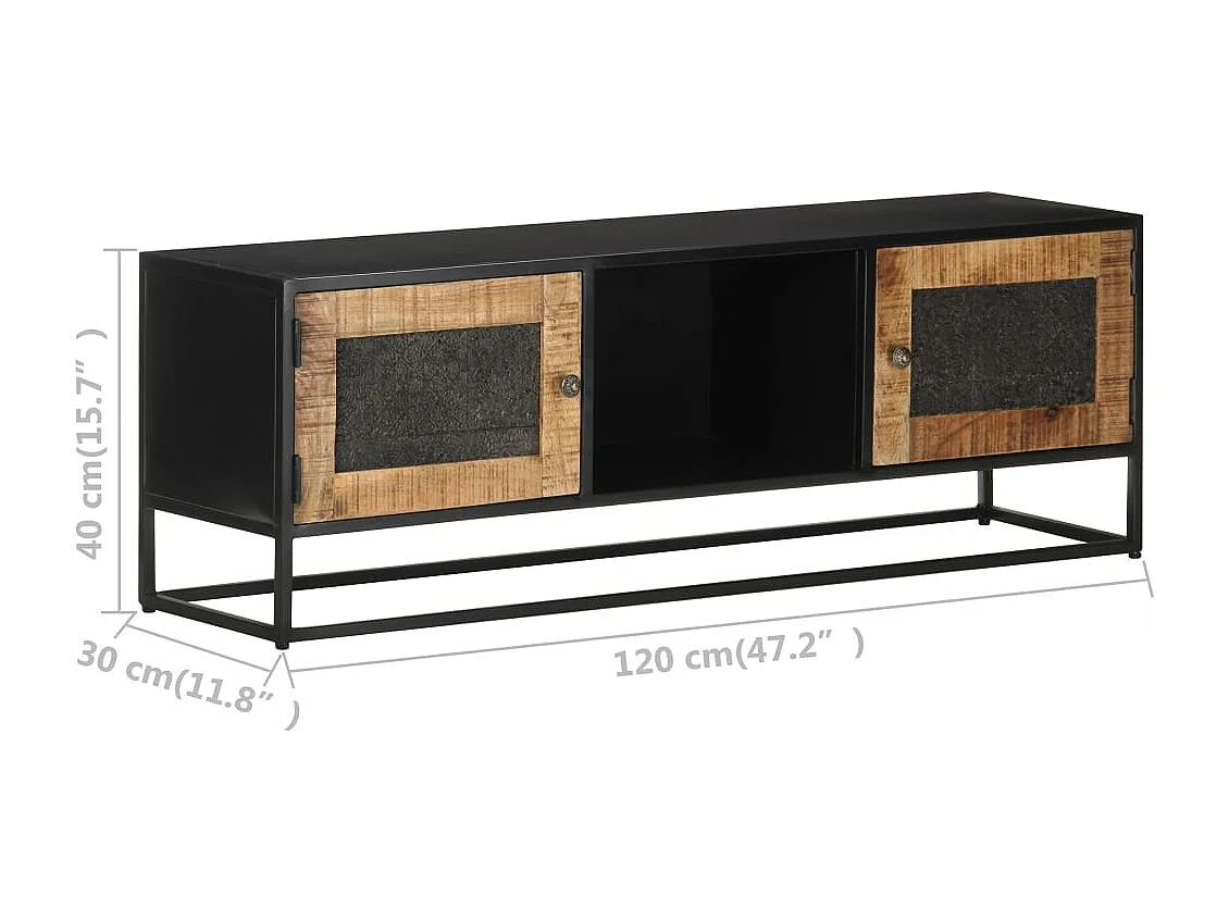 Meuble TV 120x30x40 cm Bois de manguier brut