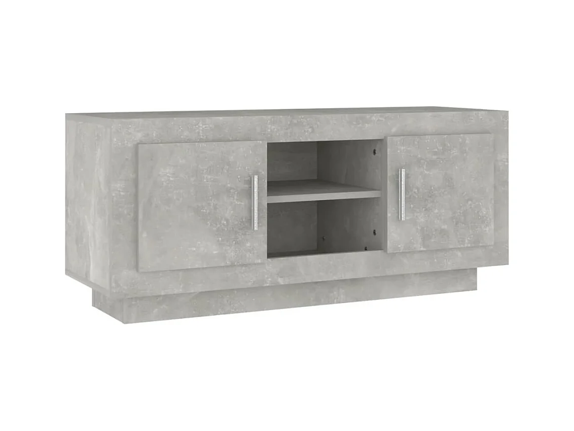 Meuble TV gris béton 102x35x45 cm bois d'ingénierie