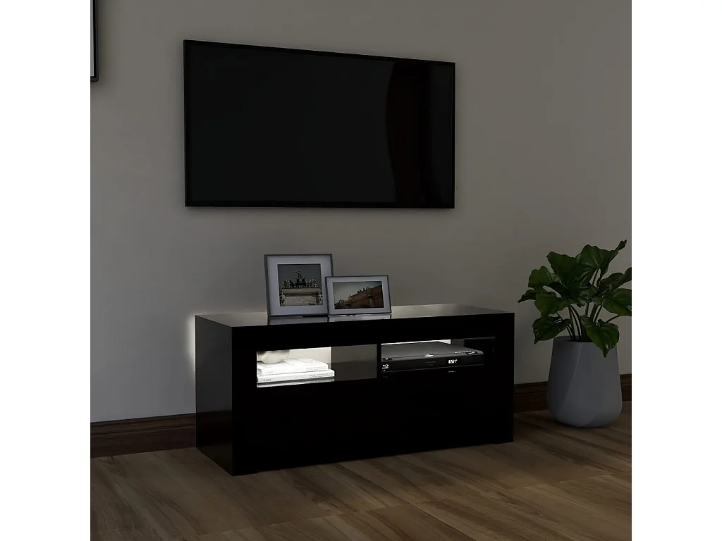 Tv-meubel met LED-verlichting 90x35x40 cm zwart
