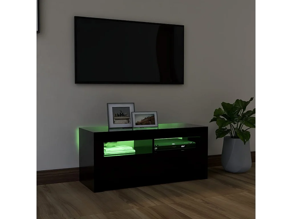 Tv-meubel met LED-verlichting 90x35x40 cm zwart