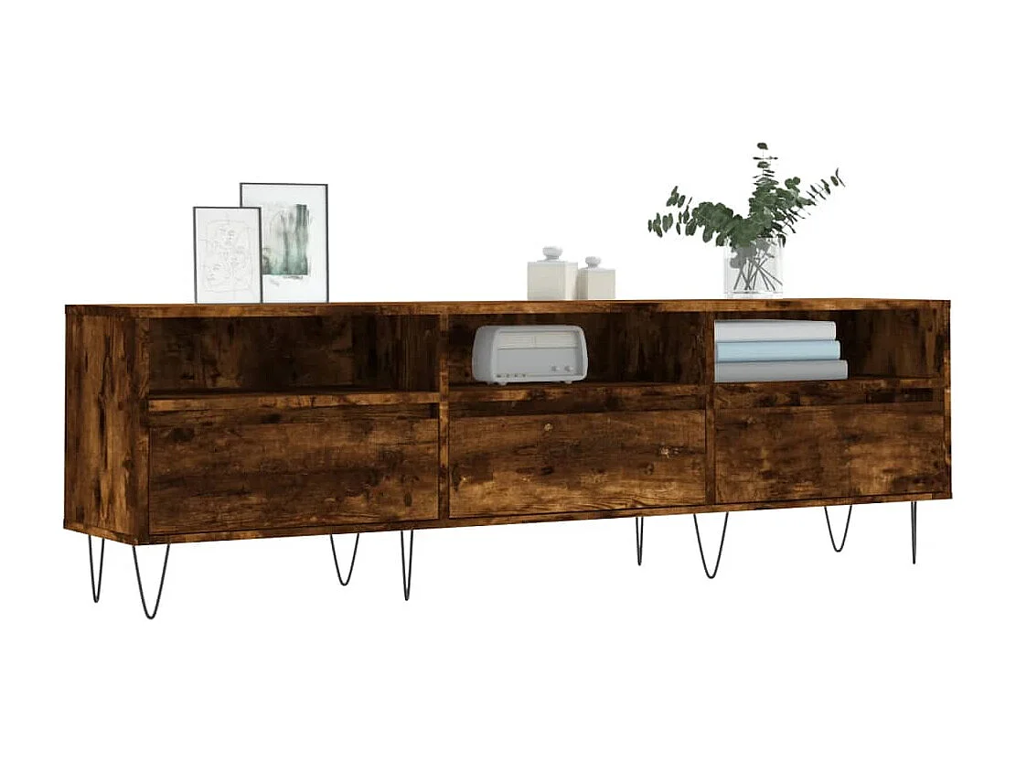 Meuble TV chêne fumé 150x30x44,5 cm bois d'ingénierie
