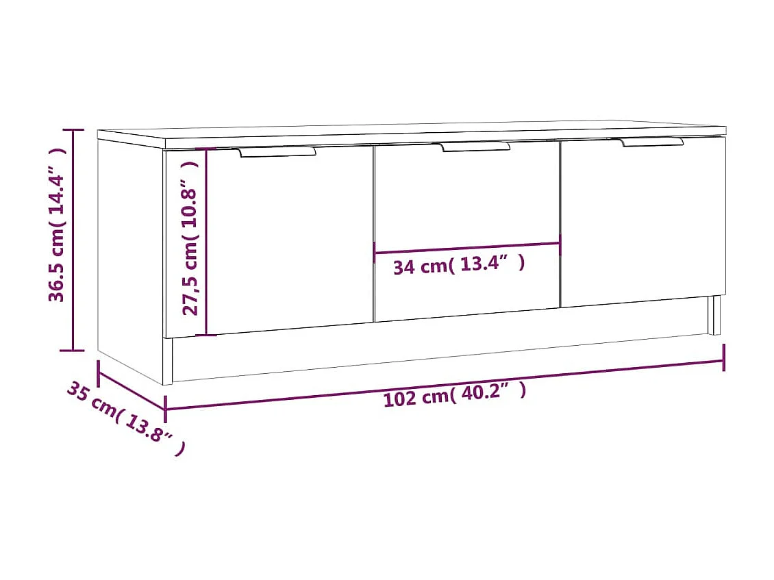 Tv-meubel 102x35x36,5 cm bewerkt hout gerookt eikenkleurig