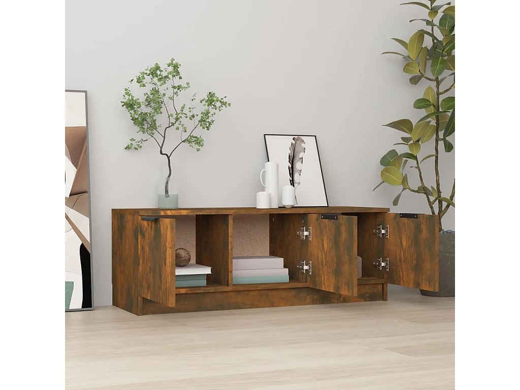 Meuble TV Chêne fumé 102x35x36,5 cm Bois d'ingénierie