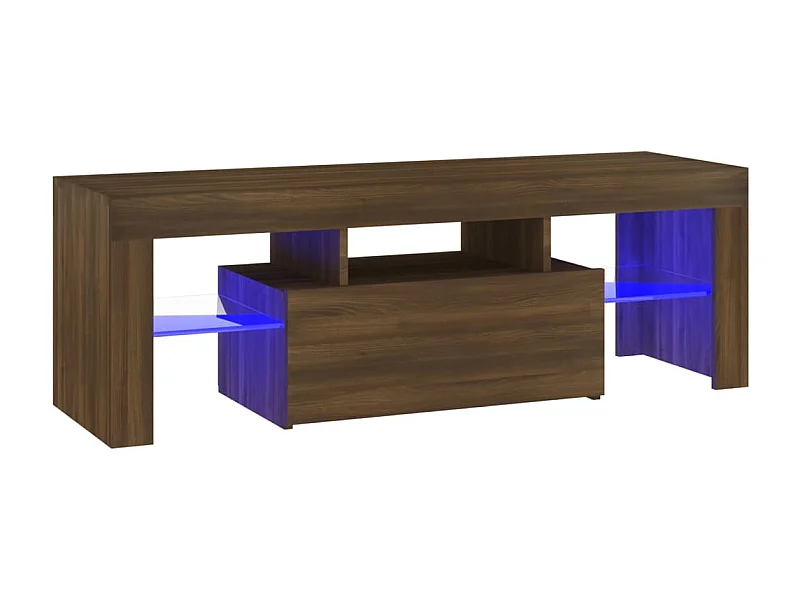 Móvel de TV com luzes LED 120x35x40 cm cor carvalho castanho