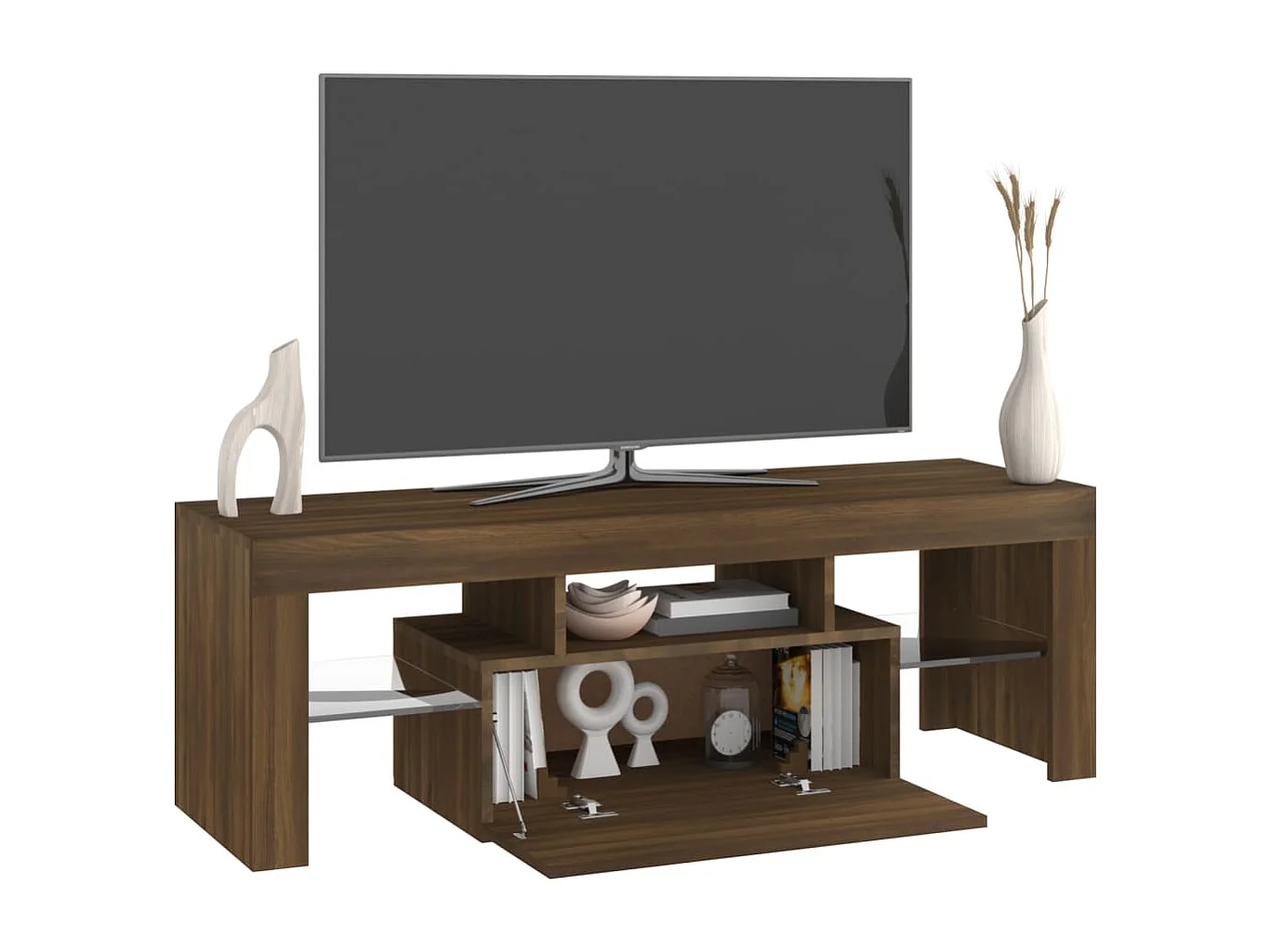 Meuble TV avec lumières LED chêne marron 120x35x40 cm
