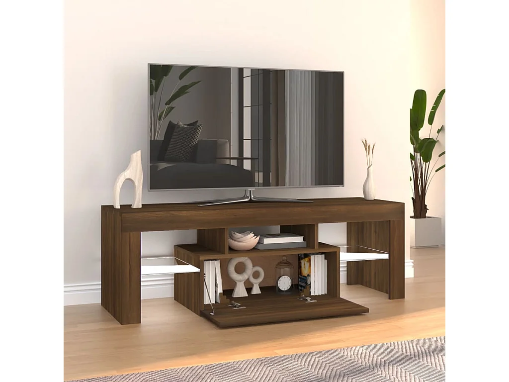 Meuble TV avec lumières LED chêne marron 120x35x40 cm