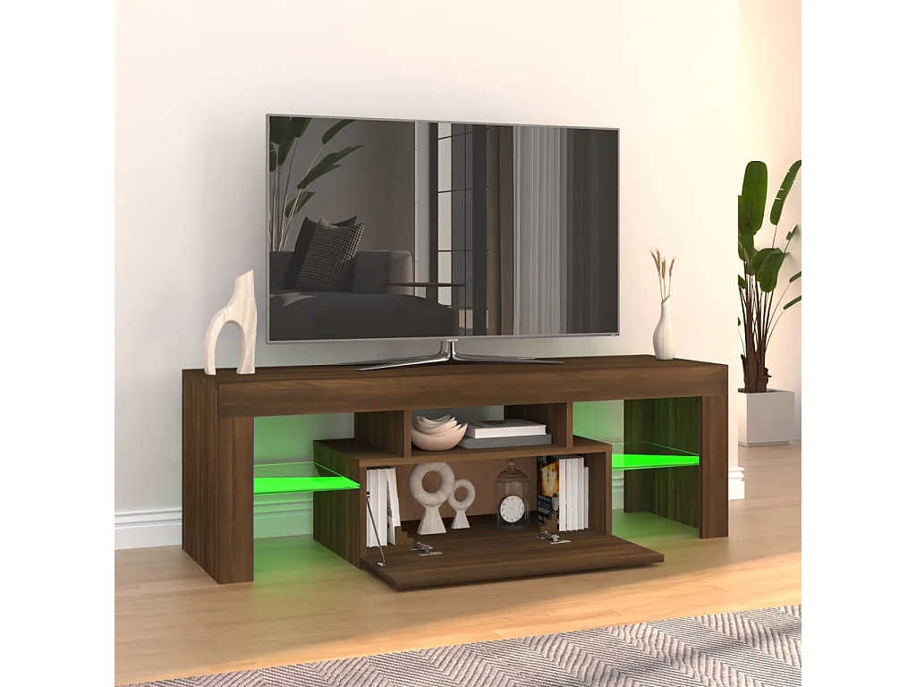 Meuble TV avec lumières LED chêne marron 120x35x40 cm